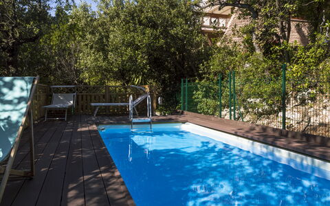 Villa Sole - Exclusive Villa al Conero con Piscina: Blauw, Zwembad, Hout, Samengesteld Materiaal, Toevlucht, Vrije Tijd, Schaduw, Eco Hotel, Buitenmeubels, Dek