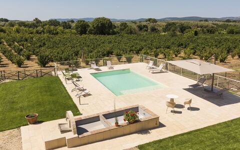 Lago di Vico 629: Zwembad, Toevlucht, Buitenmeubels, Landgoed, Tuin, Landscaping, Paraplu, Schaduw, Ligstoel, Hacienda