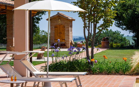 Ca' Pellicciano 8: Meubilair, Buitenmeubels, Paraplu, Stoel, Buitentafel, Tuin, Schaduw, Bloempot, Patio, Eco Hotel
