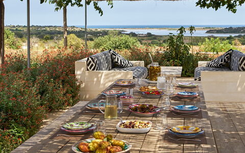 Villa Majoli 9: Meubilair, Tafel, Buitenmeubels, Stoel, Buitentafel, Tuin, Keuken En Eettafel, Schaduw, Restaurant, Patio