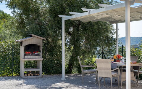 Villa Cristina 3: Buitenmeubels, Tuin, Schaduw, Pergola, Outdoor Structuur, Paviljoen, Patio, Buitentafel, Landscaping, Stoel