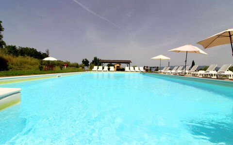 Podere Marcigliano: Water, Lucht, Zwembad, Fabriek, Azure, Paraplu, Wolk, Rechthoek, Boom, Huis