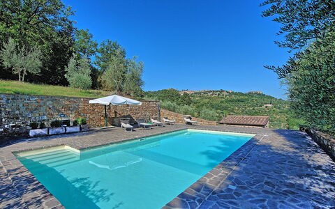 Villa Montalcino: Zwembad, Eigendom, Onroerend Goed, Landgoed, Huis, Vrije Tijd, Gebouw, Villa, Gras, Boom